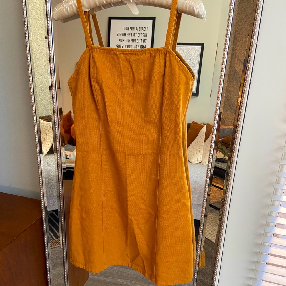 Mini fitted spaghetti strapped jean dress